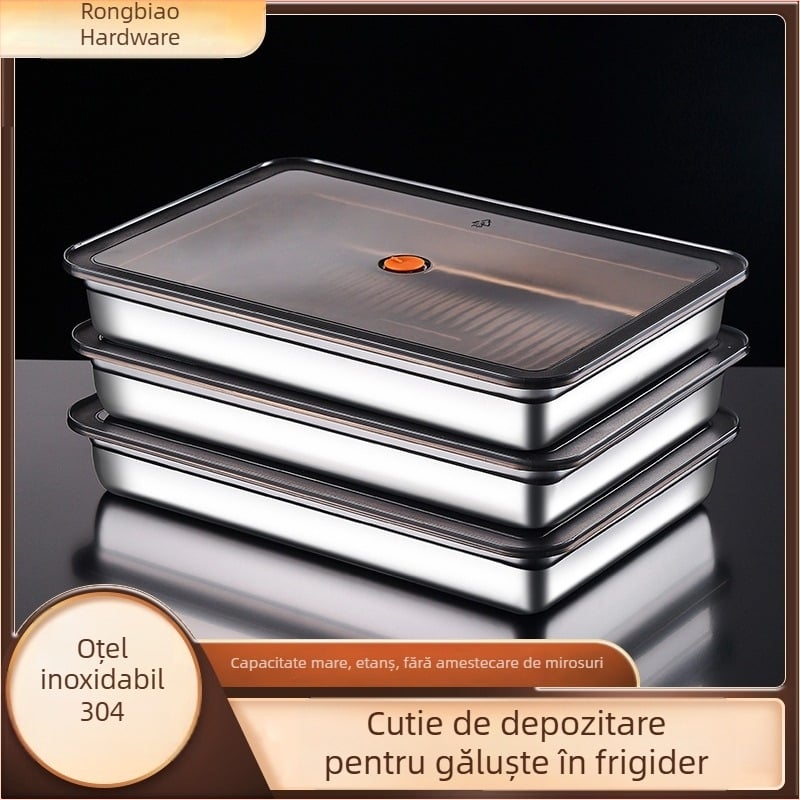Cutie din oțel inoxidabil pentru depozitare în frigider – găluște