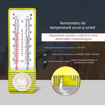 Termo-Higrometru interior pentru uz casnic — Înaltă precizie; Potrivit pentru culturi în seră și camera copiilor; psihrometru uscat-umed