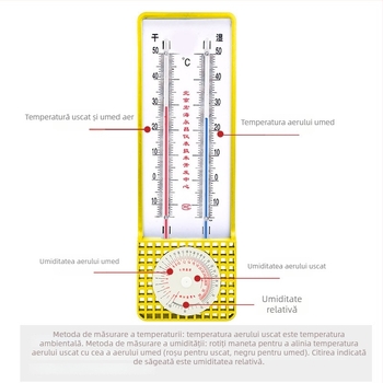 Termo-Higrometru interior pentru uz casnic — Înaltă precizie; Potrivit pentru culturi în seră și camera copiilor; psihrometru uscat-umed