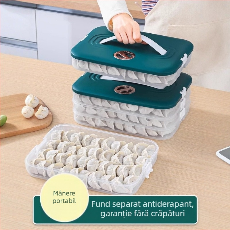 Cutie de depozitare a alimentelor, cu mai multe straturi, pentru frigider și congelator, din plastic, stil simplu