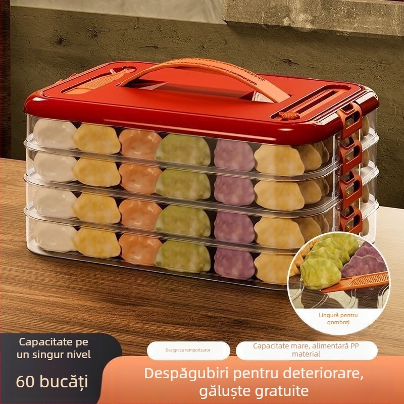 Cutie pentru găluște de uz casnic, cutie multistrat pentru depozitare la frigider, material: plastic alimentar, stil: lux ușor