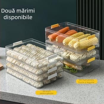 Cutie mare de depozitare pentru găluște în frigider, din plastic transparent, de calitate alimentară