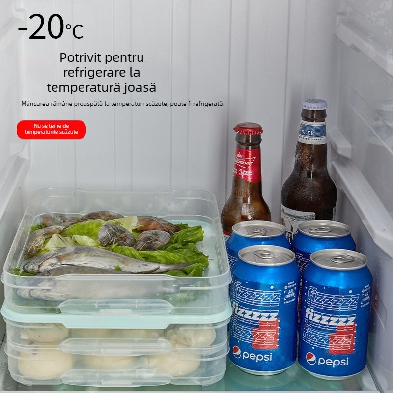 Cutie din plastic pentru congelator, capacitate mare, design compartimentat, pentru colțunași, wontonuri și ouă