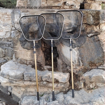 Cap de plasă din aliaj de aluminiu, retractabil, cu tijă telescopică și plasă cu ochiuri groase