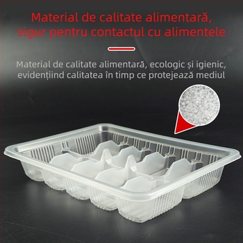 Cutie de unică folosință pentru dumplings, cu capac, compartimentată, din plastic îngroșat, ecologică