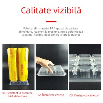 Cutie de unică folosință pentru dumplings, cu capac, compartimentată, din plastic îngroșat, ecologică