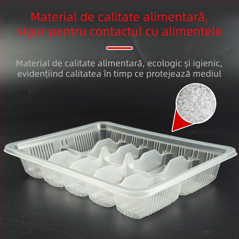 Cutie de unică folosință pentru dumplings, cu capac, compartimentată, din plastic îngroșat, ecologică