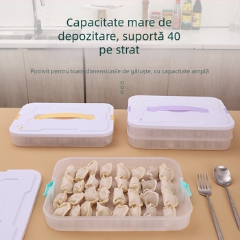Cutie de depozitare pentru dumplings, cu mai multe niveluri, din plastic alimentar, potrivită pentru congelator și frigider, design modern minimalist