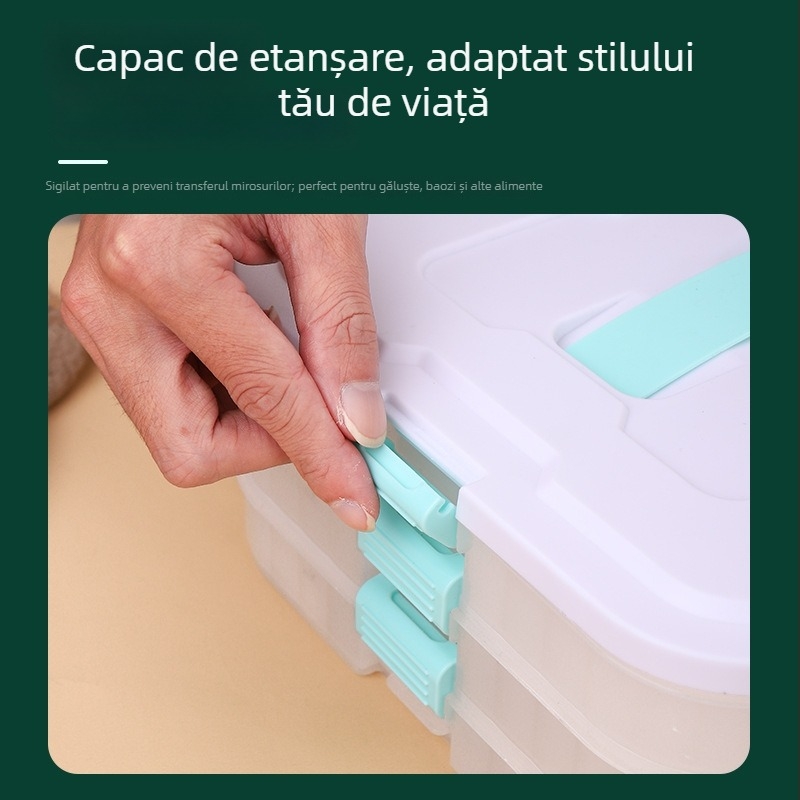 Cutie de depozitare pentru dumplings, cu mai multe niveluri, din plastic alimentar, potrivită pentru congelator și frigider, design modern minimalist