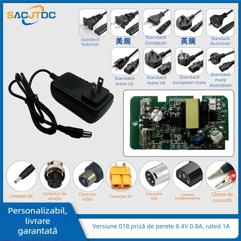 Încărcător Li-ion 8.4V, 1 slot, Intrare 100-240V, Ieșire 8.4V, Curenti de încărcare 1A/3A/4A/5A/10A