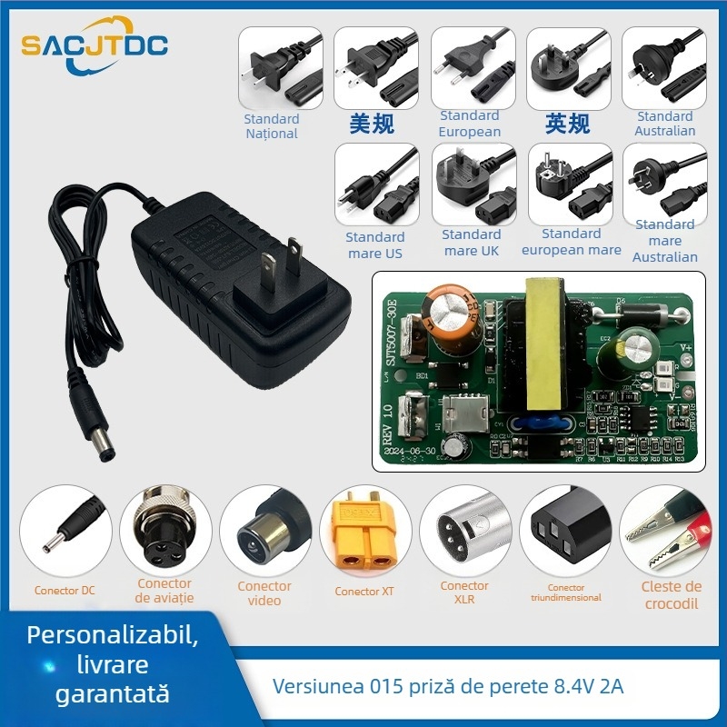 Încărcător Li-ion 8.4V, 1 slot, Intrare 100-240V, Ieșire 8.4V, Curenti de încărcare 1A/3A/4A/5A/10A