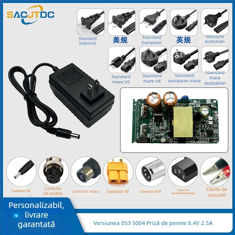 Încărcător Li-ion 8.4V, 1 slot, Intrare 100-240V, Ieșire 8.4V, Curenti de încărcare 1A/3A/4A/5A/10A