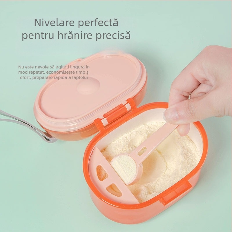 Cutie de depozitare pentru pudră de lapte, cu compartimente divizate, borcan etanș pentru hrana bebelușilor