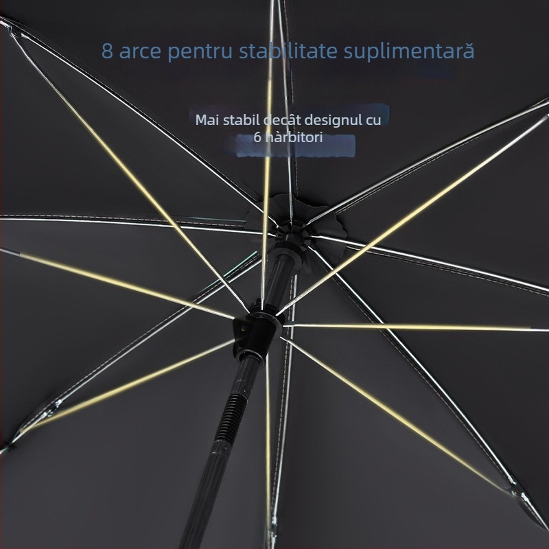 BANANA HT Umbrelă pentru cărucior de copii cu UPF 50+, 8 spițe din oțel, țesătură 190T, deschidere manuală, mâner lung