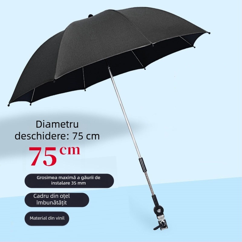BANANA HT Umbrelă pentru cărucior de copii cu UPF 50+, 8 spițe din oțel, țesătură 190T, deschidere manuală, mâner lung