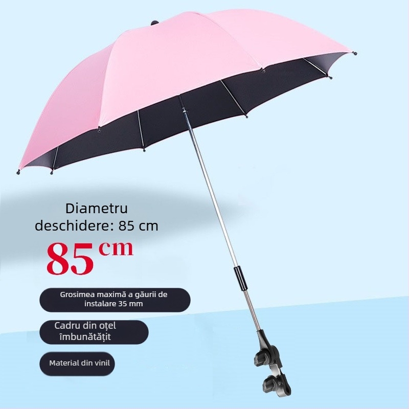 BANANA HT Umbrelă pentru cărucior de copii cu UPF 50+, 8 spițe din oțel, țesătură 190T, deschidere manuală, mâner lung