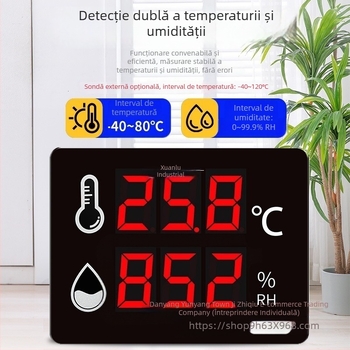Registrator industrial de înaltă precizie pentru temperatură și umiditate, pentru uz în interiorul fabricilor; alimentare prin priză; compatibil cu etichetare proprie