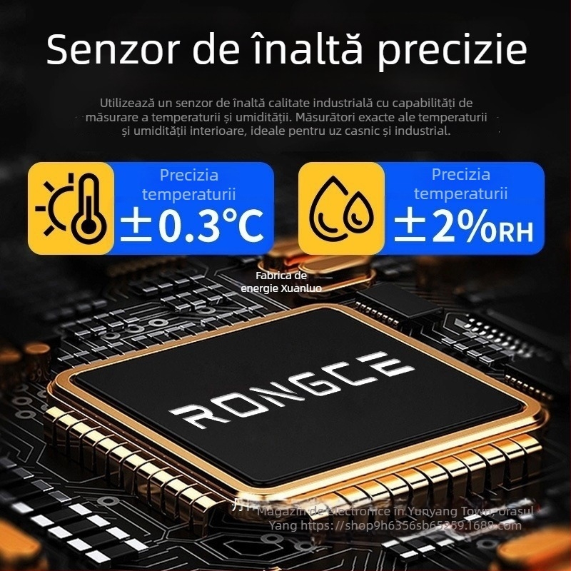 Registrator industrial de înaltă precizie pentru temperatură și umiditate, pentru uz în interiorul fabricilor; alimentare prin priză; compatibil cu etichetare proprie