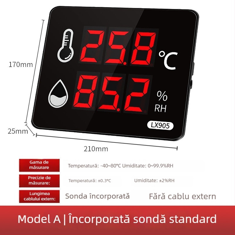 Registrator industrial de înaltă precizie pentru temperatură și umiditate, pentru uz în interiorul fabricilor; alimentare prin priză; compatibil cu etichetare proprie