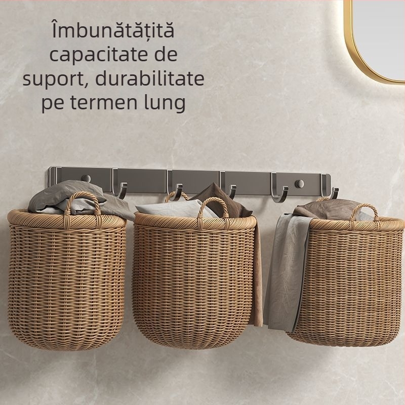 Cuier de perete din Space aluminiu, montare cu adeziv, 3–8 cârlige, sarcină 10 kg