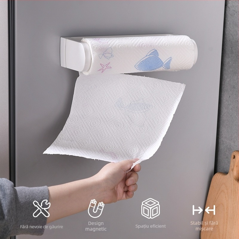 Suport pentru hârtie de bucătărie – plastic, suprafață lustruită, sarcină 2 kg, 1 nivel, Stil modern minimalist