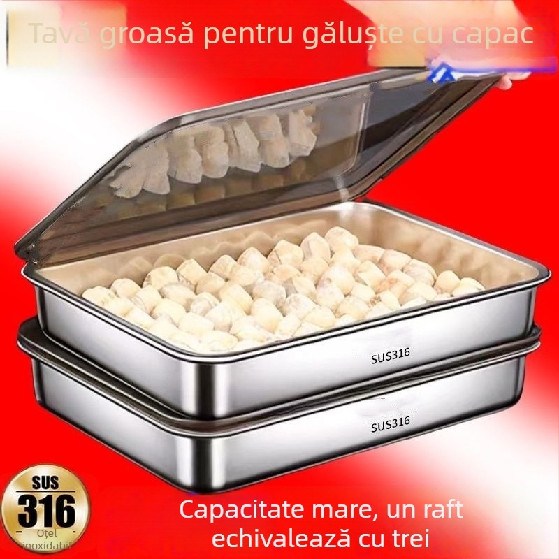 Tavă din oțel inoxidabil pentru găluște – depozitare și menținerea prospețimii, pătrată, model kF4FPTMM