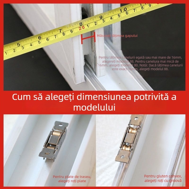 Rulment pentru ușă glisantă, design vechi, oțel inoxidabil, tip 88-80, pentru uși și ferestre glisante