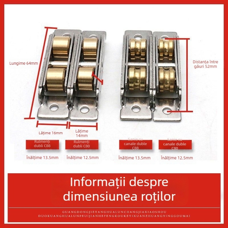 Rulment pentru ușă glisantă, design vechi, oțel inoxidabil, tip 88-80, pentru uși și ferestre glisante