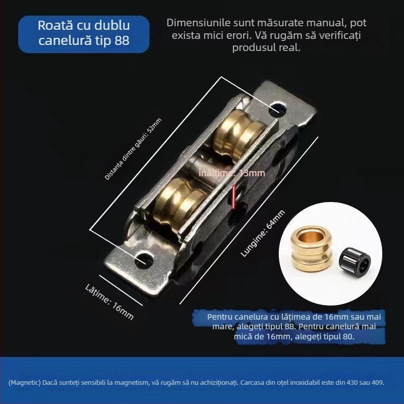 Rulment pentru ușă glisantă, design vechi, oțel inoxidabil, tip 88-80, pentru uși și ferestre glisante