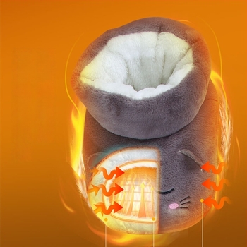 Papuci încălziți electric, alimentare USB, partea superioară din velur, talpă din plastic, unisex