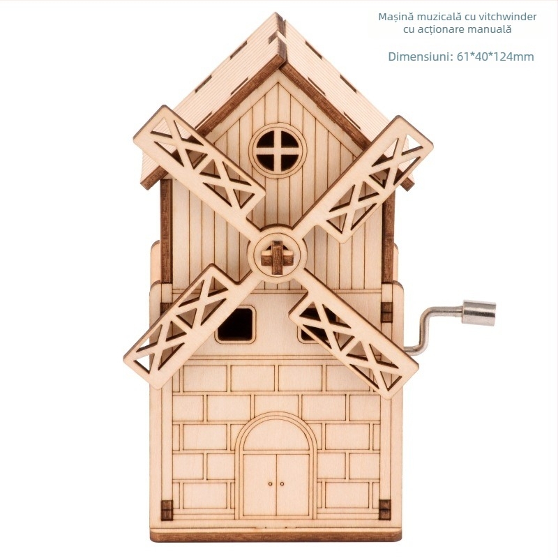 Puzzle 3D din lemn, cutie muzicală cu gravură laser, personalizabil după desen