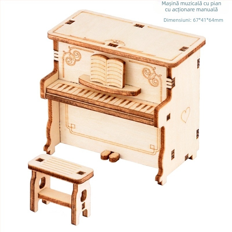 Puzzle 3D din lemn, cutie muzicală cu gravură laser, personalizabil după desen