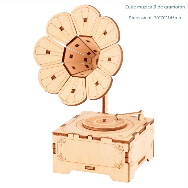 Puzzle 3D din lemn, cutie muzicală cu gravură laser, personalizabil după desen