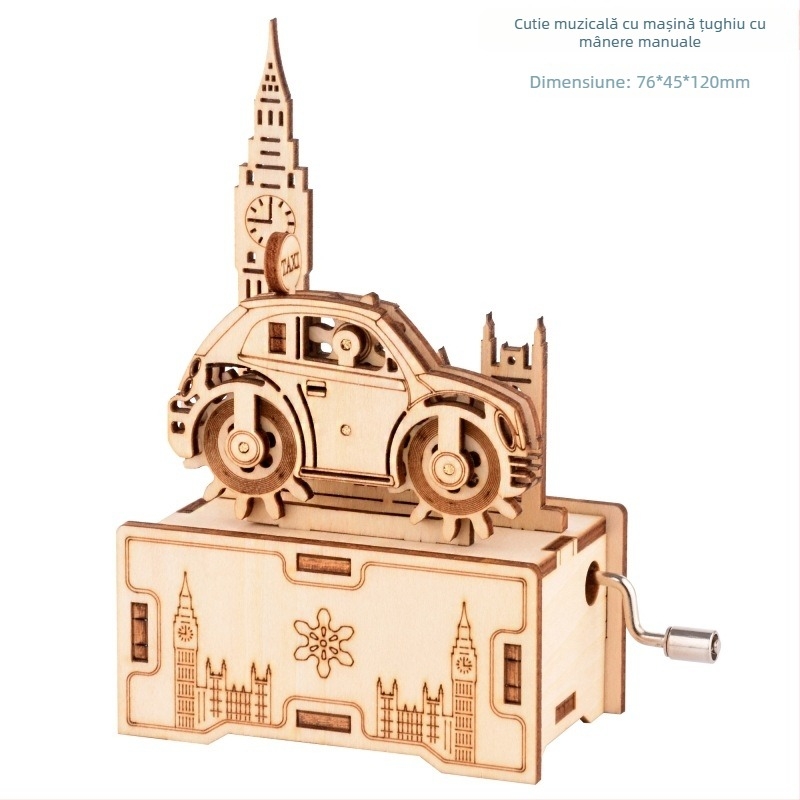 Puzzle 3D din lemn, cutie muzicală cu gravură laser, personalizabil după desen