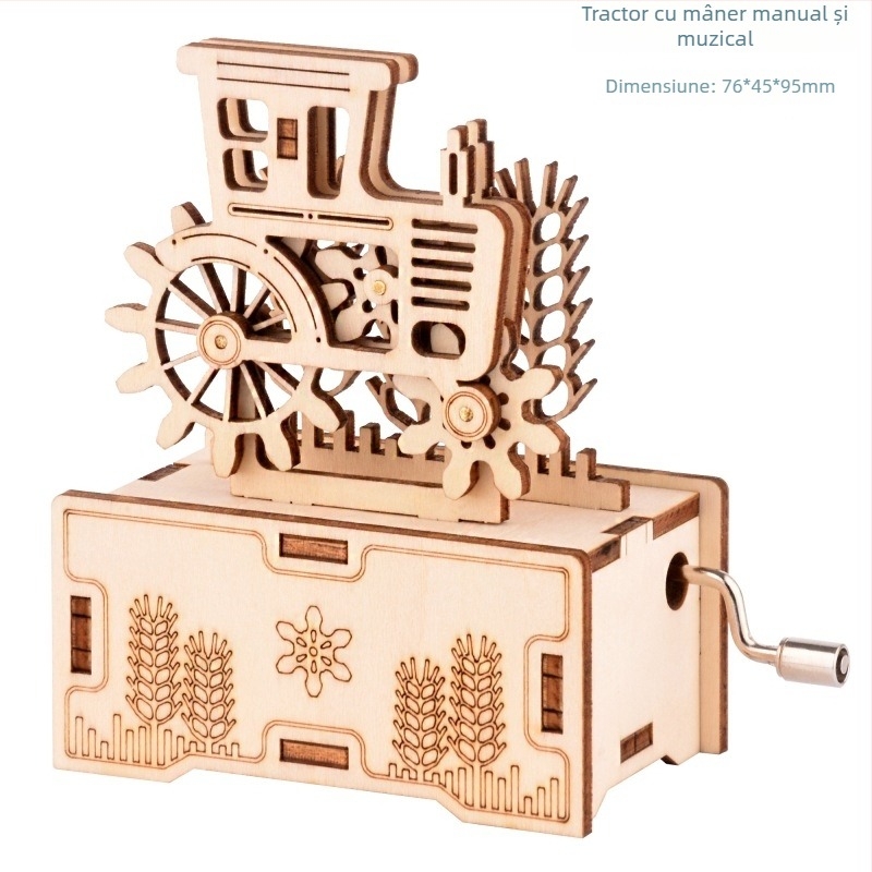 Puzzle 3D din lemn, cutie muzicală cu gravură laser, personalizabil după desen