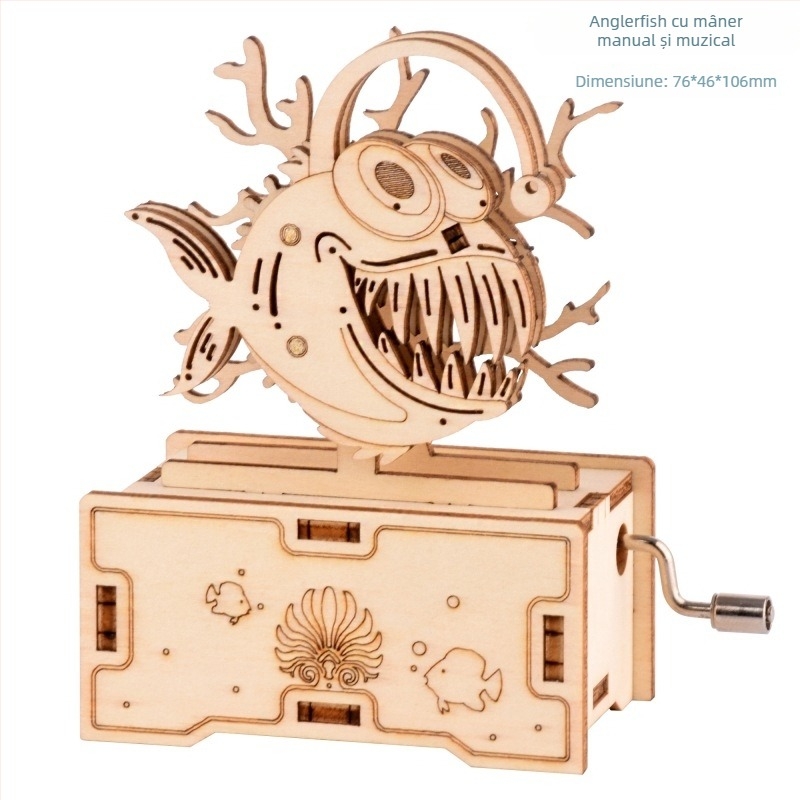 Puzzle 3D din lemn, cutie muzicală cu gravură laser, personalizabil după desen