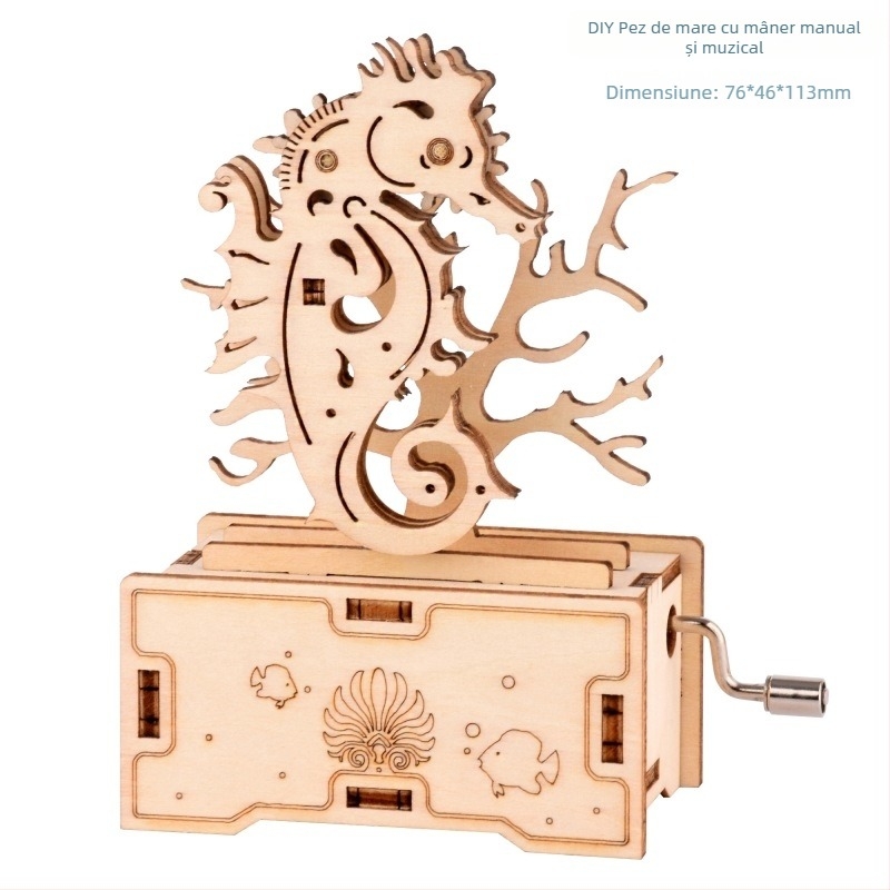 Puzzle 3D din lemn, cutie muzicală cu gravură laser, personalizabil după desen