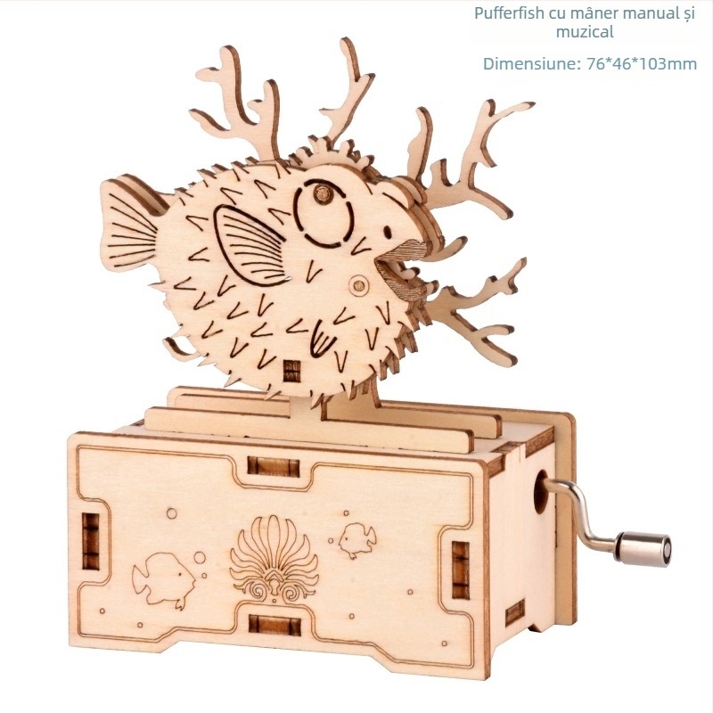 Puzzle 3D din lemn, cutie muzicală cu gravură laser, personalizabil după desen