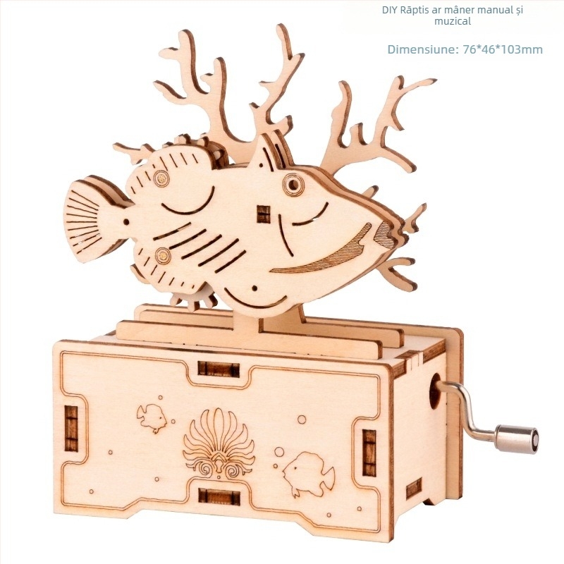 Puzzle 3D din lemn, cutie muzicală cu gravură laser, personalizabil după desen