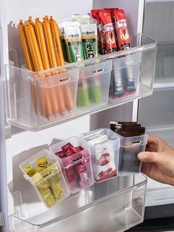 Cutie de depozitare pentru ușa laterală a frigiderului — stil japonez, design simplu, plastic alimentar, pentru depozitare