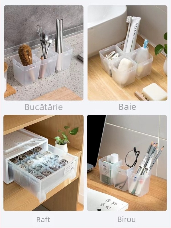 Cutie de depozitare pentru ușa laterală a frigiderului — stil japonez, design simplu, plastic alimentar, pentru depozitare