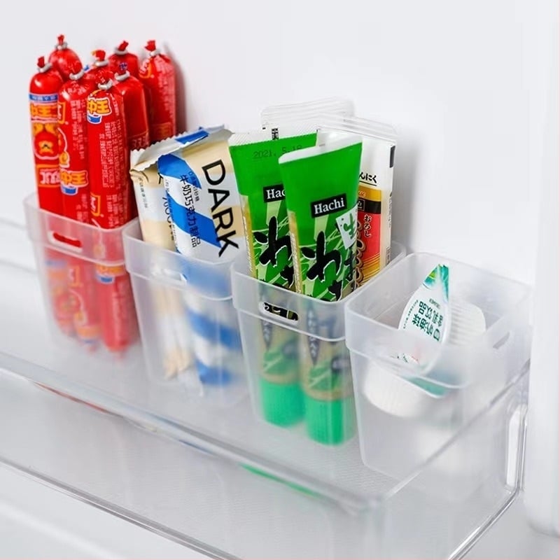 Cutie de depozitare pentru ușa laterală a frigiderului — stil japonez, design simplu, plastic alimentar, pentru depozitare