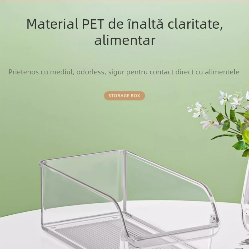 Cutie de depozitare pentru frigider, din PET, transparentă, sertar pentru ouă și depozitare alimentară