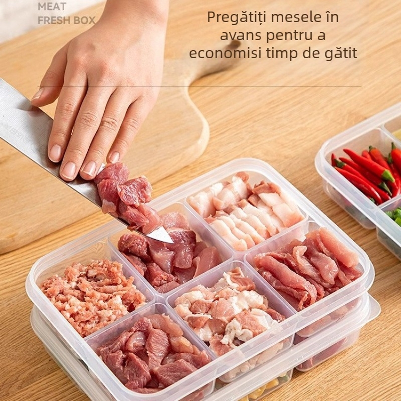 Cutie divizor carne pentru frigider – stil japonez, plastic alimentar, etanșare