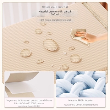 Cutie de depozitare pliabilă din pânză pentru haine și pături, cu fereastră transparentă, capacitate 90-100 L, material Oxford, capac glisant