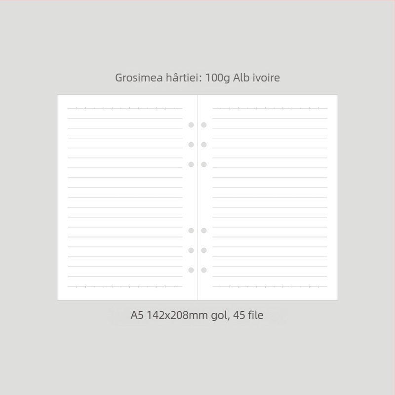 Monroe A5A6 refill pentru caiet, nucleu A5, 45 de foi, 6 găuri