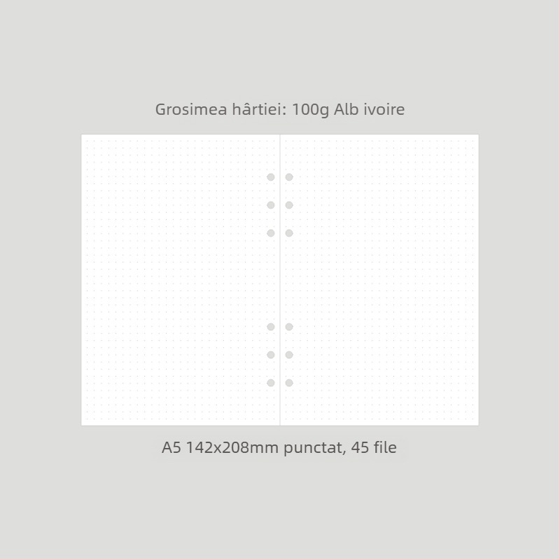 Monroe A5A6 refill pentru caiet, nucleu A5, 45 de foi, 6 găuri