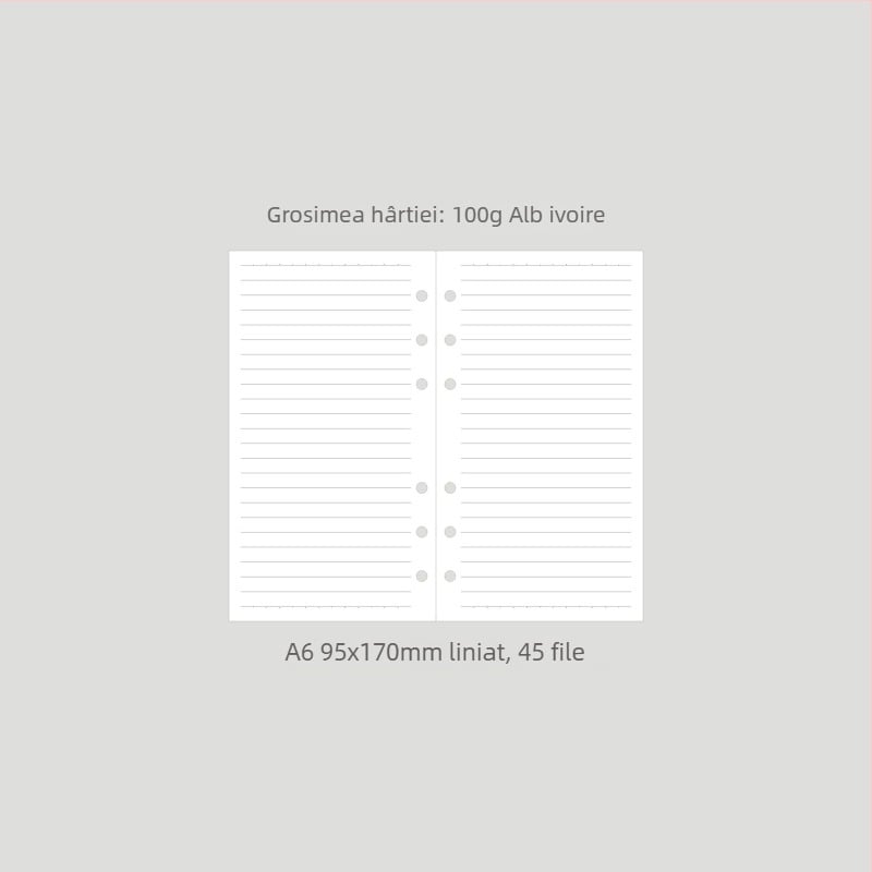 Monroe A5A6 refill pentru caiet, nucleu A5, 45 de foi, 6 găuri