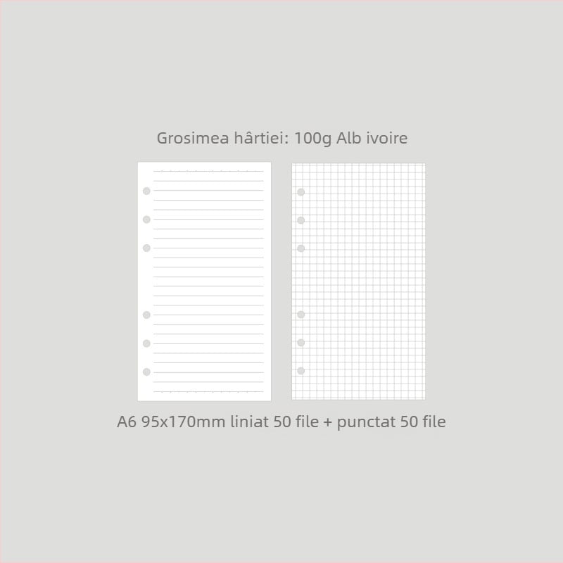 Monroe A5A6 refill pentru caiet, nucleu A5, 45 de foi, 6 găuri
