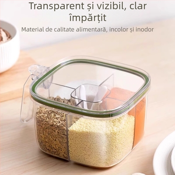 Cutie de condimente din plastic pentru bucătărie, cu compartimente multiple, personalizabilă pentru sare, MSG și piper